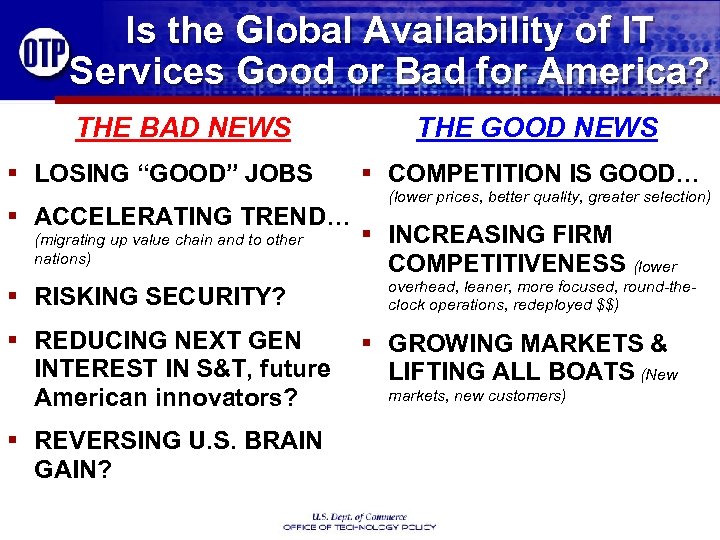 Is the Global Availability of IT Services Good or Bad for America? THE BAD