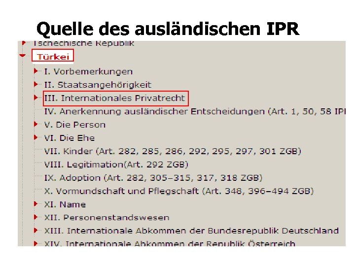 Quelle des ausländischen IPR 