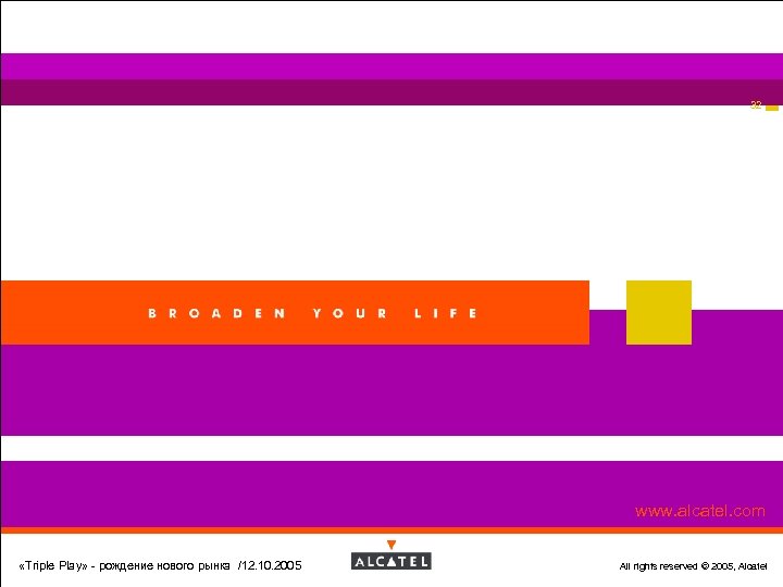 32 www. alcatel. com «Triple Play» - рождение нового рынка /12. 10. 2005 All