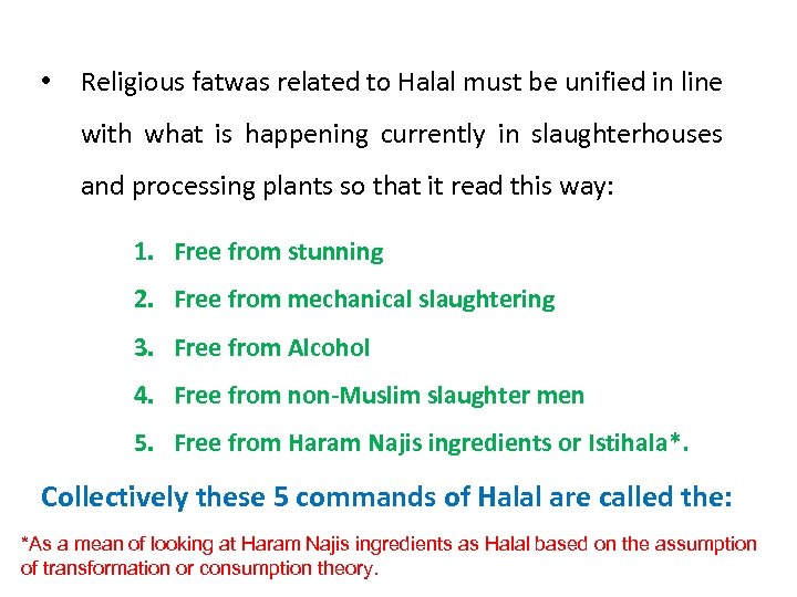  • Religious fatwas related to Halal must be unified in line with what