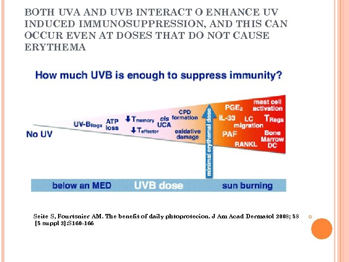 BOTH UVA AND UVB INTERACT O ENHANCE UV INDUCED IMMUNOSUPPRESSION, AND THIS CAN OCCUR