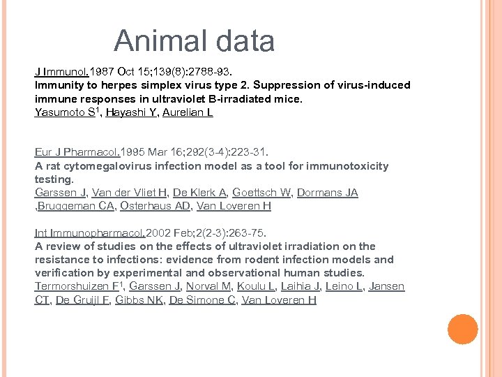 Animal data J Immunol. 1987 Oct 15; 139(8): 2788 -93. Immunity to herpes simplex