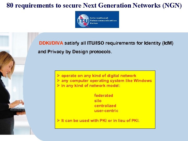 80 requirements to secure Next Generation Networks (NGN) DDKI/DIVA satisfy all ITU/ISO requirements for