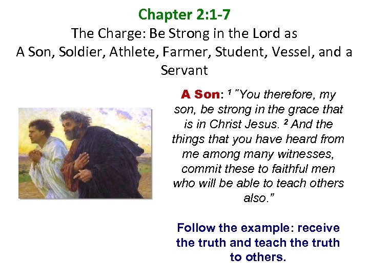 Chapter 2: 1 -7 The Charge: Be Strong in the Lord as A Son,