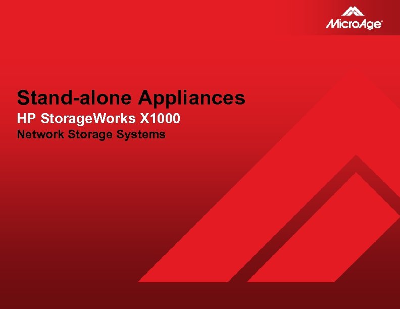 Stand-alone Appliances HP Storage. Works X 1000 Network Storage Systems © 2006 Micro. Age