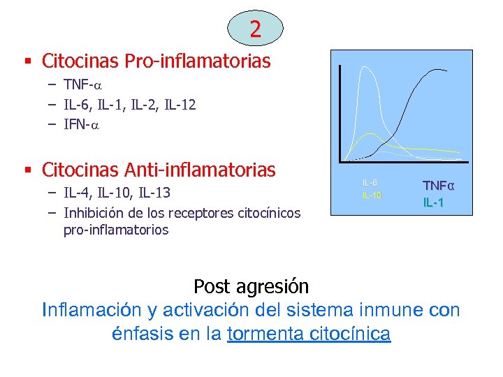 2 § Citocinas Pro-inflamatorias – TNF- – IL-6, IL-1, IL-2, IL-12 – IFN- §