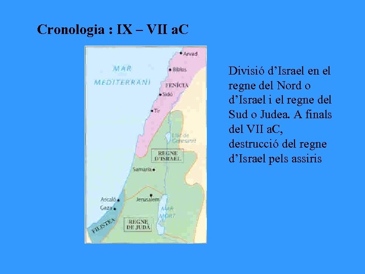 Cronologia : IX – VII a. C Divisió d’Israel en el regne del Nord