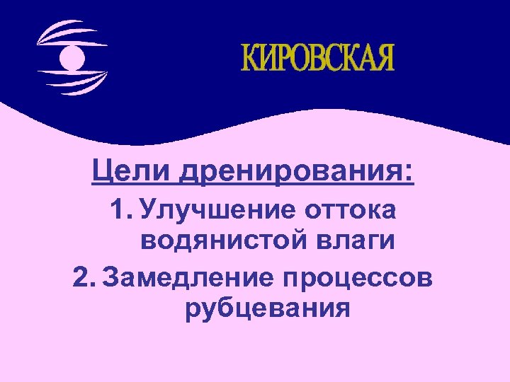 Цели дренирования: 1. Улучшение оттока водянистой влаги 2. Замедление процессов рубцевания 