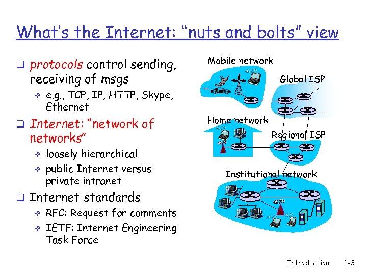 What’s the Internet: “nuts and bolts” view q protocols control sending, Mobile network receiving