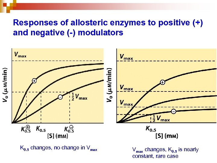 Responses of allosteric enzymes to positive (+) and negative (-) modulators K 0. 5