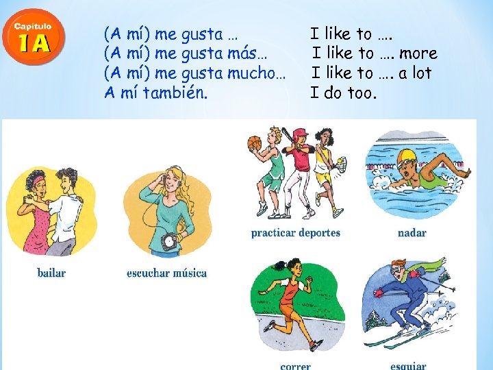 (A mí) me gusta … (A mí) me gusta más… (A mí) me gusta