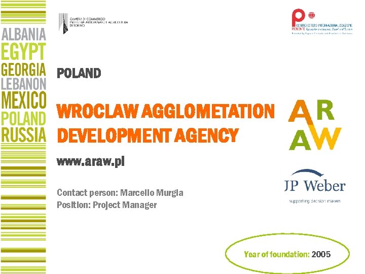 POLAND WROCLAW AGGLOMETATION DEVELOPMENT AGENCY www. araw. pl Contact person: Marcello Murgia Position: Project