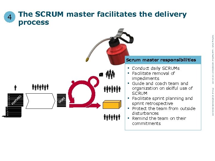 4 The SCRUM master facilitates the delivery process ▪ ▪ ▪ Printed 5/18/2010 8: