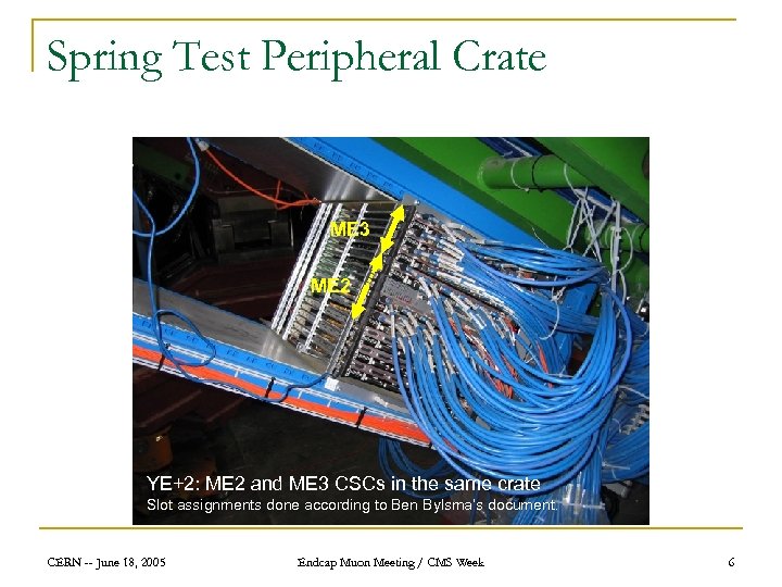 Spring Test Peripheral Crate ME 3 ME 2 YE+2: ME 2 and ME 3