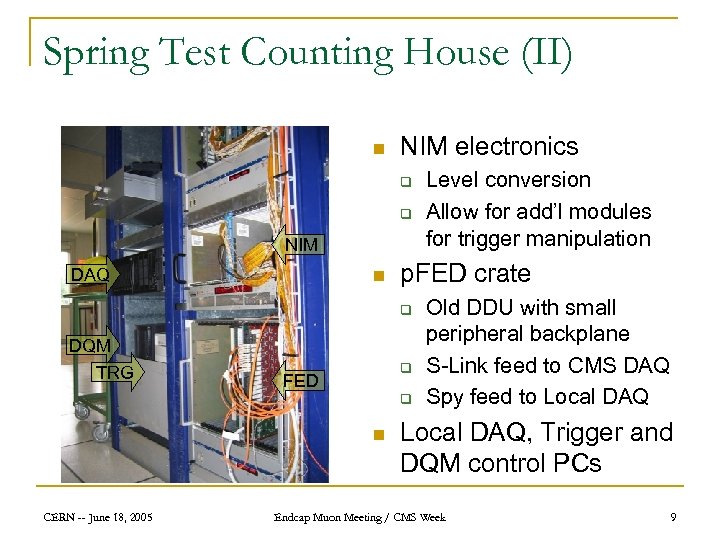 Spring Test Counting House (II) n NIM electronics q q NIM DAQ n p.
