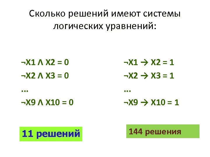 Сколько решений имеют системы логических уравнений: ¬X 1 Λ X 2 = 0 ¬X