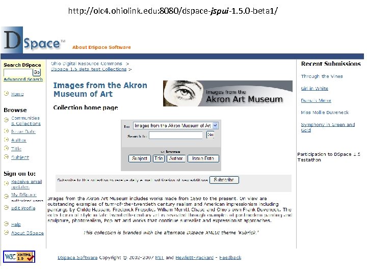 http: //olc 4. ohiolink. edu: 8080/dspace-jspui-1. 5. 0 -beta 1/ 