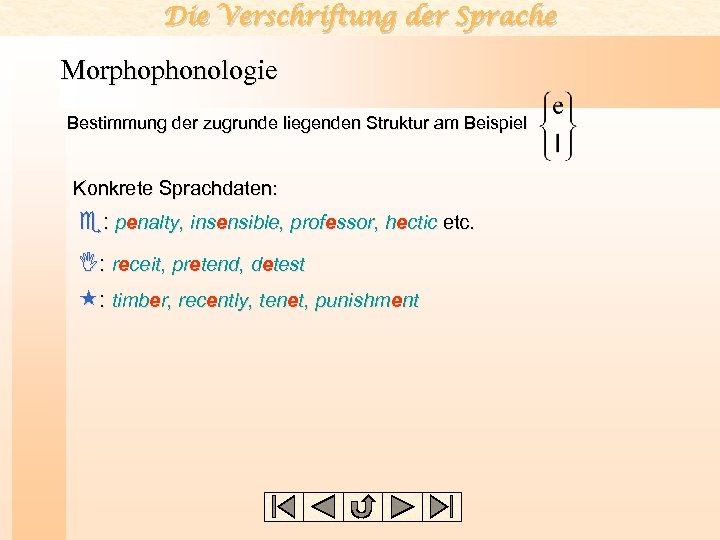 Die Verschriftung der Sprache Morphophonologie Bestimmung der zugrunde liegenden Struktur am Beispiel Konkrete Sprachdaten: