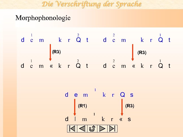 Die Verschriftung der Sprache Morphophonologie (R 3) (R 1) (R 3) 