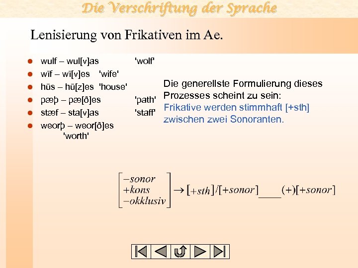 Die Verschriftung der Sprache Lenisierung von Frikativen im Ae. l l l wulf –