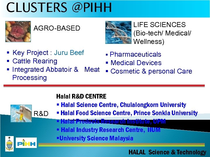 CLUSTERS @PIHH AGRO-BASED LIFE SCIENCES (Bio-tech/ Medical/ Wellness) § Key Project : Juru Beef
