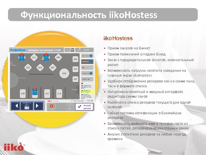 Функциональность iiko. Hostess • Прием заказов на банкет • Прием пожеланий о подаче блюд