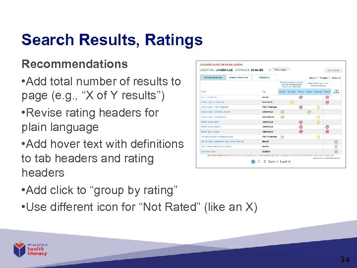 Search Results, Ratings Recommendations • Add total number of results to page (e. g.