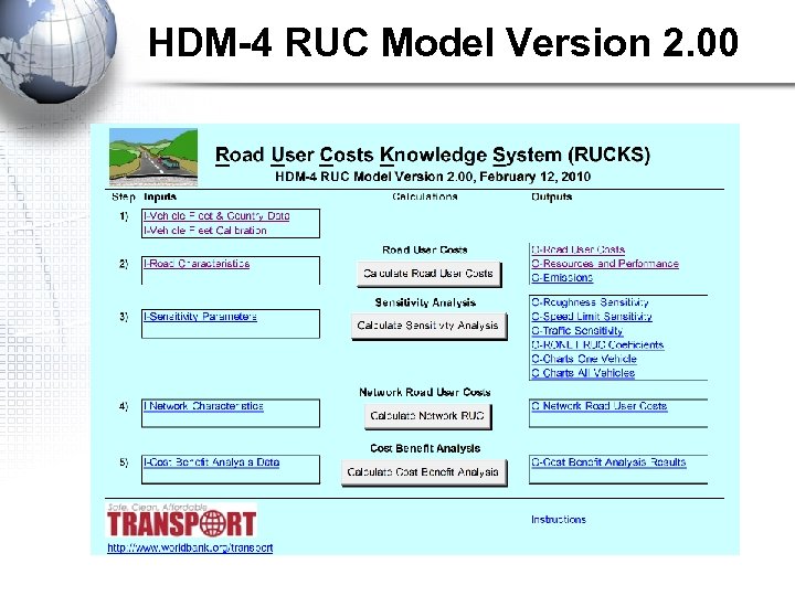HDM-4 RUC Model Version 2. 00 