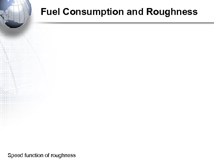Fuel Consumption and Roughness Speed function of roughness 