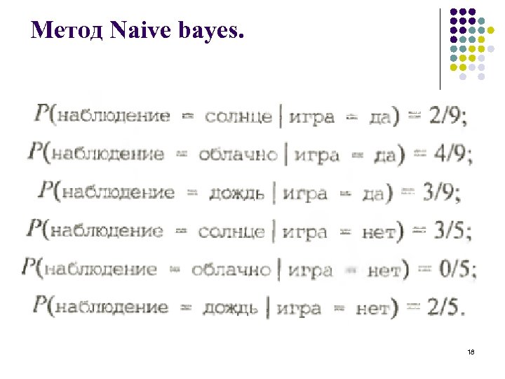 Метод Naive bayes. 18 