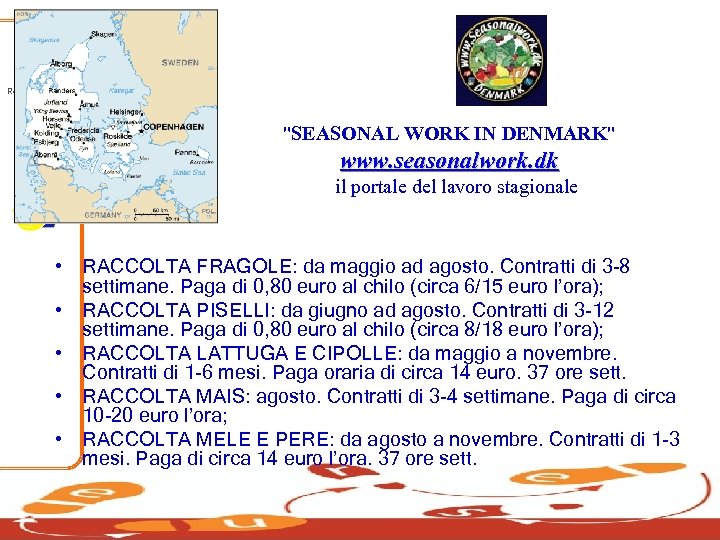 Regione Marche "SEASONAL WORK IN DENMARK" www. seasonalwork. dk il portale del lavoro stagionale