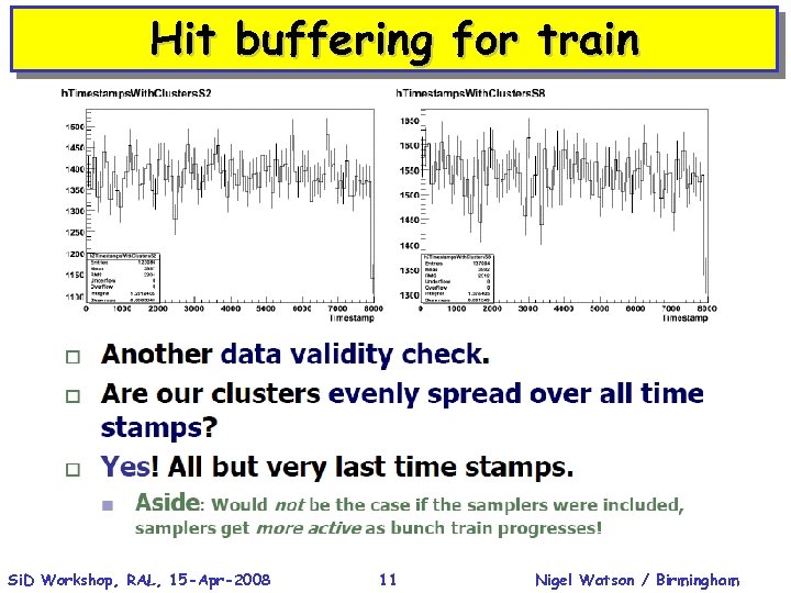 Hit buffering for train Si. D Workshop, RAL, 15 -Apr-2008 11 Nigel Watson /
