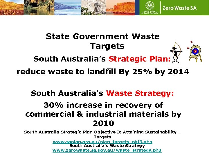 State Government Waste Targets South Australia’s Strategic Plan: reduce waste to landfill By 25%