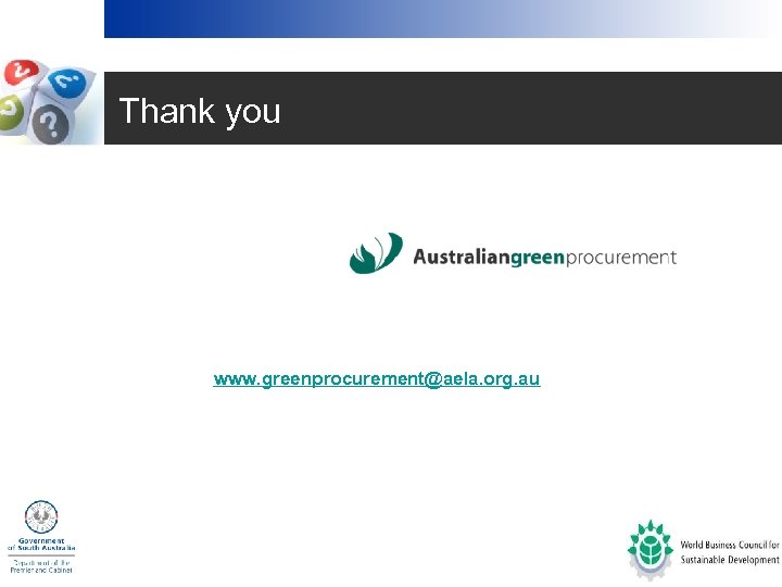 Thank you www. greenprocurement@aela. org. au 