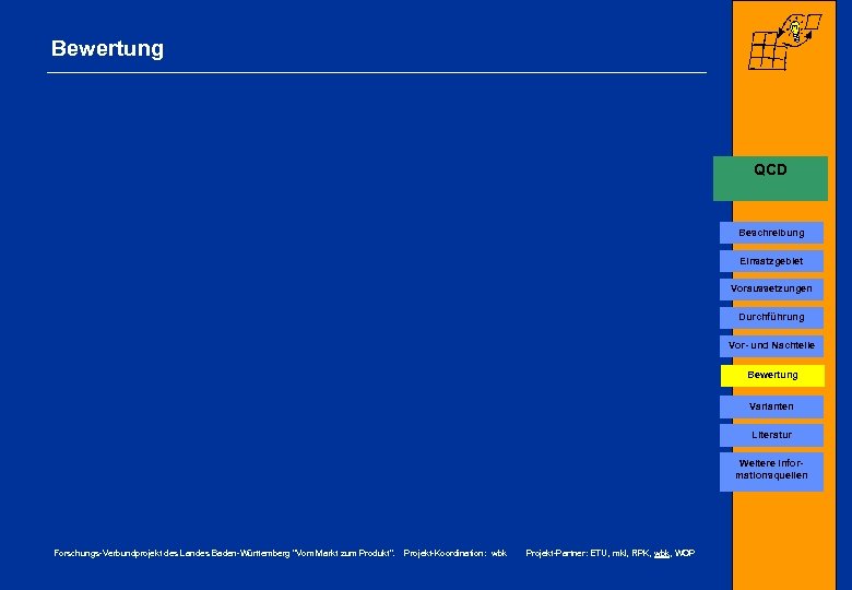 Bewertung QCD Beschreibung Einsatzgebiet Voraussetzungen Durchführung Vor- und Nachteile Bewertung Varianten Literatur Weitere Informationsquellen