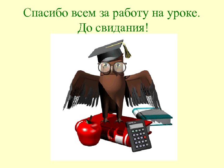 Спасибо всем за работу на уроке. До свидания! 