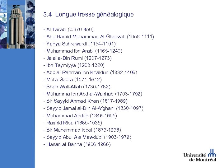 5. 4 Longue tresse généalogique - Al-Farabi (c. 870 -950) - Abu Hamid Muhammad