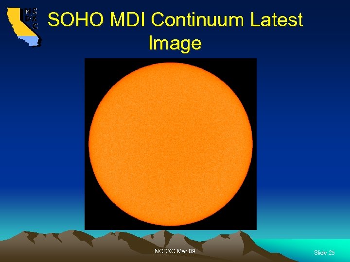 SOHO MDI Continuum Latest Image NCDXC Mar 09 Slide 25 