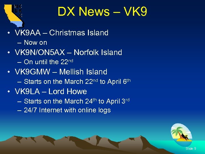 DX News – VK 9 • VK 9 AA – Christmas Island – Now