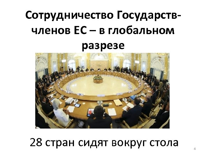 Сотрудничество Государствчленов ЕС – в глобальном разрезе 28 стран сидят вокруг стола 4 