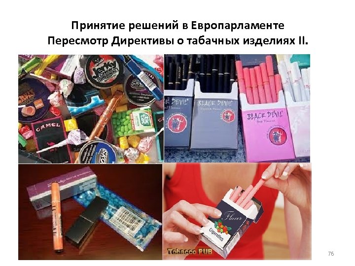 Принятие решений в Европарламенте Пересмотр Директивы о табачных изделиях II. 76 
