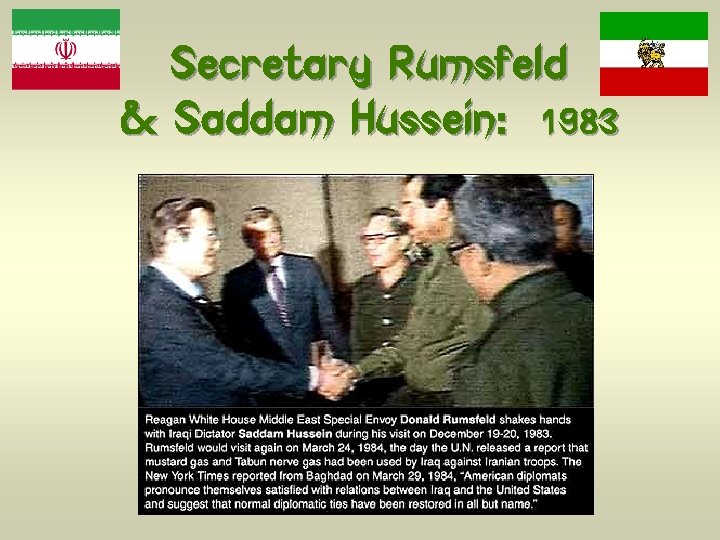 Secretary Rumsfeld & Saddam Hussein: 1983 