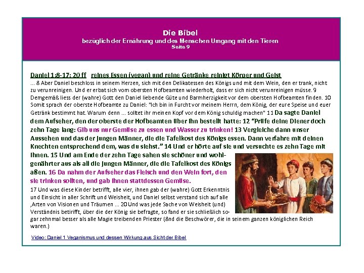 Die Bibel bezüglich der Ernährung und des Menschen Umgang mit den Tieren Seite 9