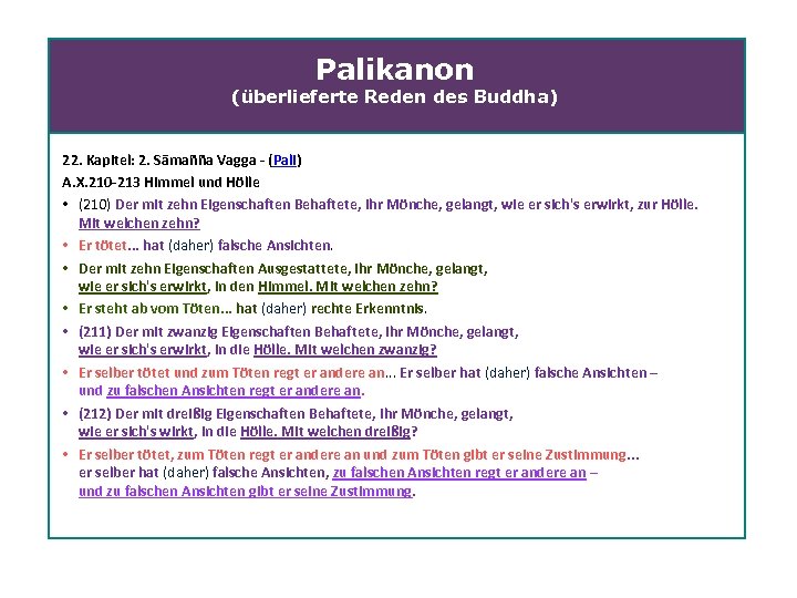 Palikanon (überlieferte Reden des Buddha) 22. Kapitel: 2. Sāmañña Vagga (Pali) A. X. 210