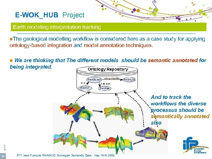  E-WOK_HUB Project Earth modeling interpretation tracking n. The geological modelling workflow is considered