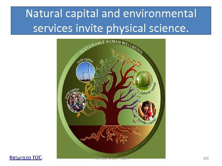Natural capital and environmental services invite physical science. Return to TOC. 3/19/2018 Professor Wayne