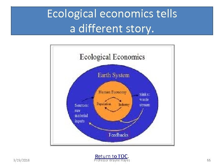 Ecological economics tells a different story. 3/19/2018 Return to TOC. Professor Wayne Hayes 66