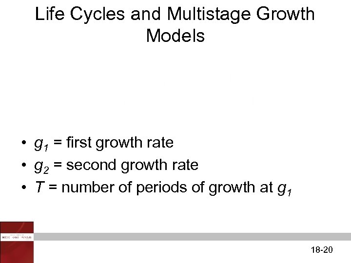 Life Cycles and Multistage Growth Models • g 1 = first growth rate •