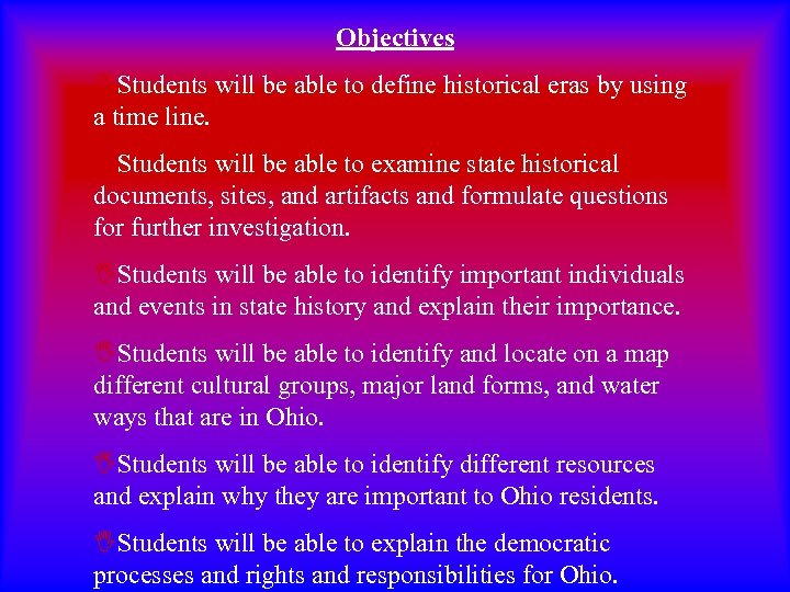 Objectives IStudents will be able to define historical eras by using a time line.