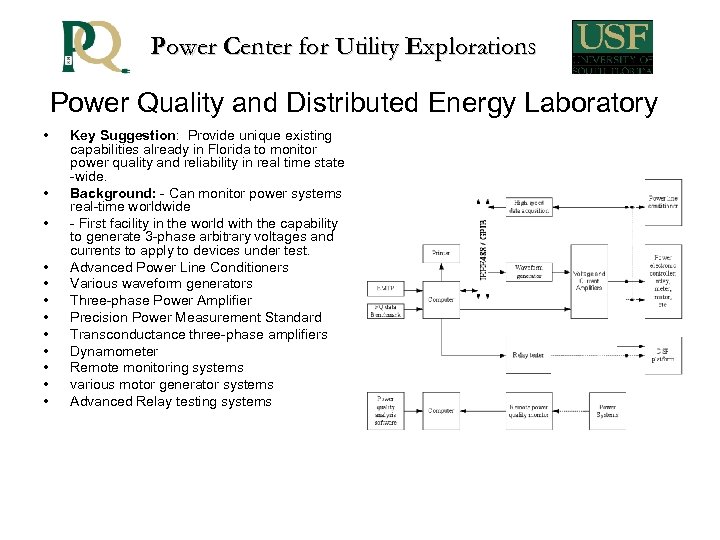 Power Center for Utility Explorations Power Quality and Distributed Energy Laboratory • • •